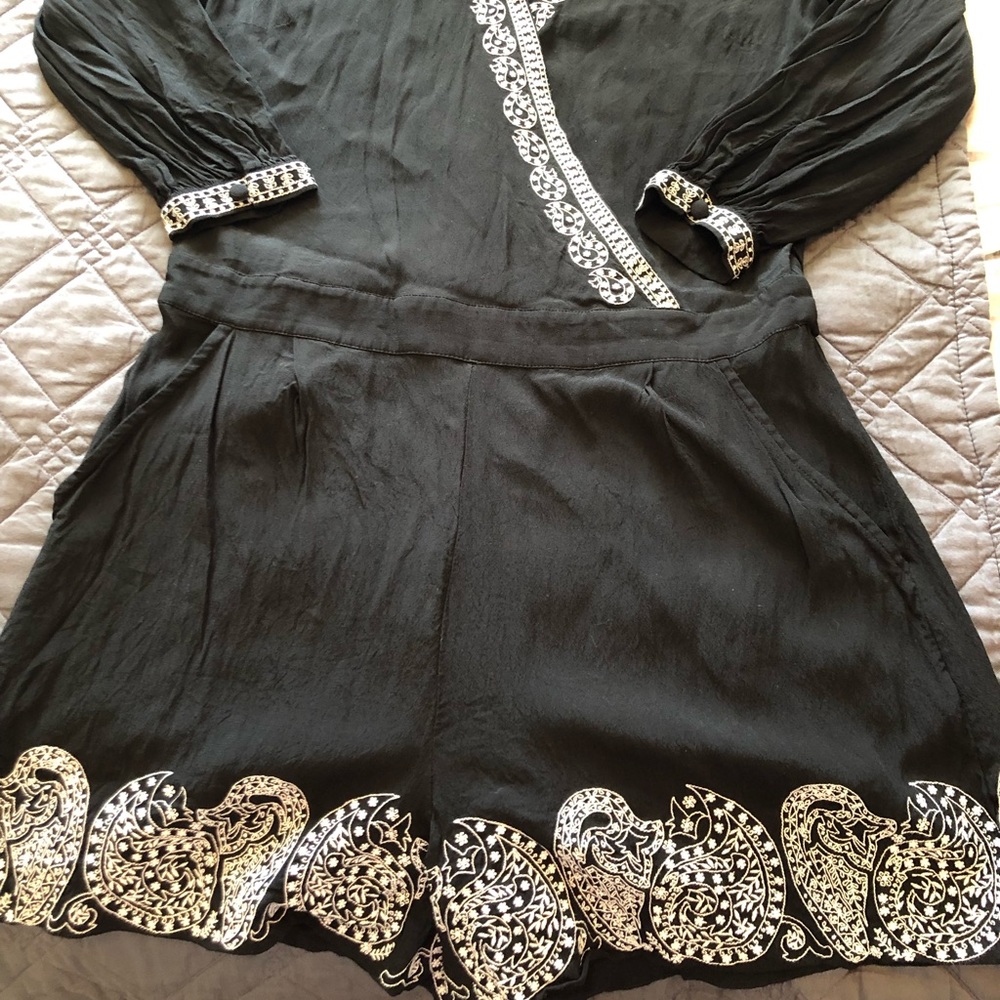 Loft black and white romper size medium
